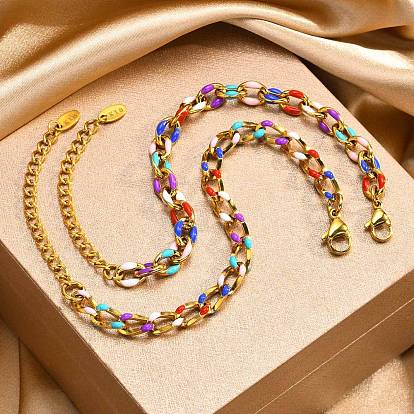 Женские витые браслеты-цепочки из нержавеющей стали с эмалью, с карабин-лобстерами 