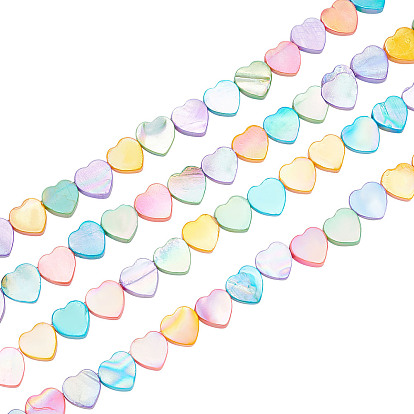 2 Strands Electroplated Natural Freshwater Shell Beads Strands, Dyed, Heart