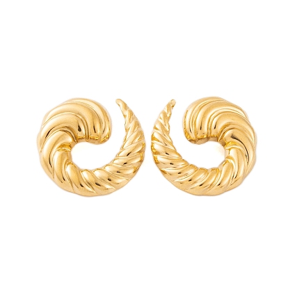 Ion Plating(IP) 304 Stainless Steel Stud Earrings for Women, Horn