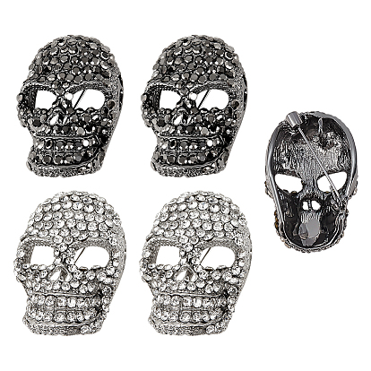 4 шт. 2 цвета броши-череп из цинкового сплава со стразами для рюкзака