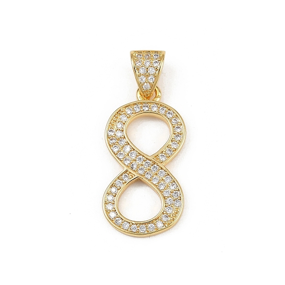 Латунные микро проложить кубического циркония подвески, число 8 прелести, без кадмия и без свинца, стойки покрытие, долговечный