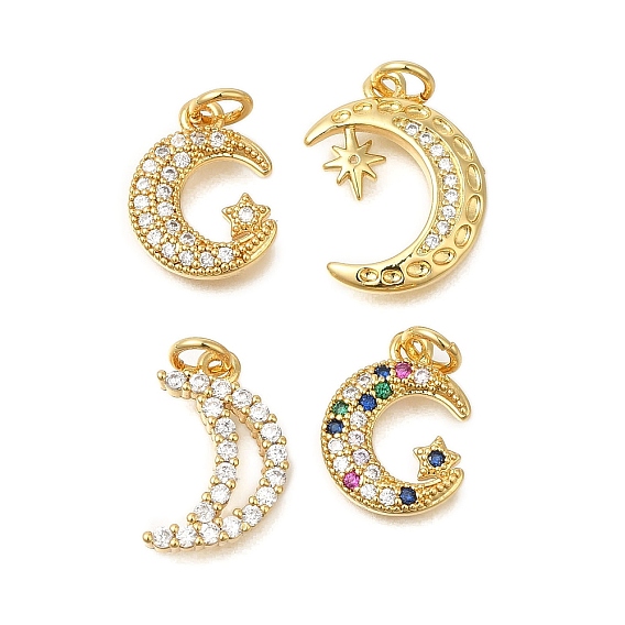 Стойка металлическая латунная микропрофилированная кубическая циркония подвески, долговечный, без свинца и без кадмия, реальный 18 k позолоченный, Луна прелести, с целью перехода в кольце