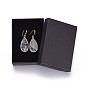 Teardrop Natural Gemstone Dangle Earrings, with Brass Earring Hooks, Packing Box
