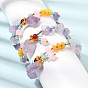 Bracelets extensibles pour femmes, ornés de perles et de pépites d'améthyste brutes naturelles., avec des billes en plastique