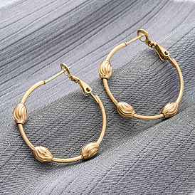 304 из нержавеющей стали овальные серьги обруча, ионное покрытие (ip)