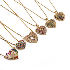 Heart-shaped CZ Jewelry Set with Gold Plated Copper Pendant Necklace for Women