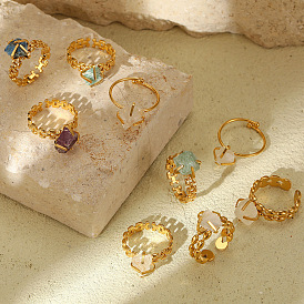 304 Anillos abiertos de puño de acero inoxidable, pepitas, dorado