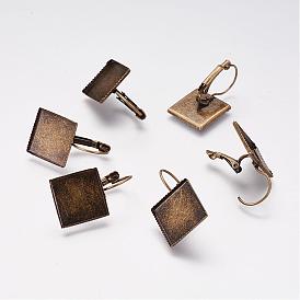 Brass Leverback Earring Findings, 28x16mm, Inner size: 15x15mm