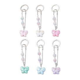 Акриловые бабочки с круглыми бусинами брелки, с железными разрезными брелоками, платина