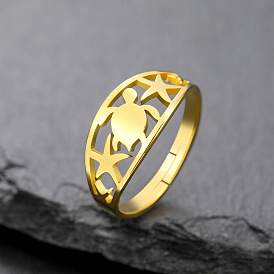 Полые черепахи и морские звезды 304 кольца из нержавеющей стали для женщин