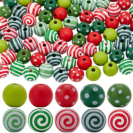 100шт. 10 стили окрашенных натуральных деревянных бусин, бусины макраме большая дырочка, круглые