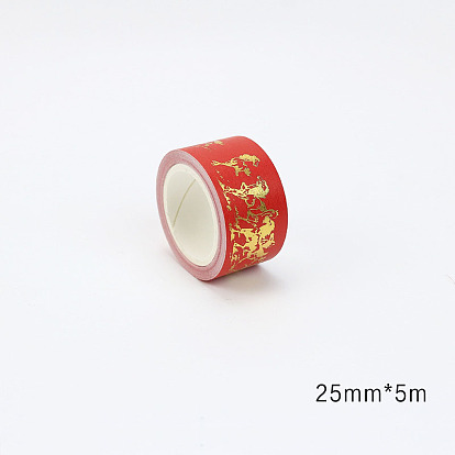 Chinese Brocade & Embroidery Style Adhesive Paper Tape, for Card-Making, Scrapbooking, Diary, Planner, Envelope & Notebooks