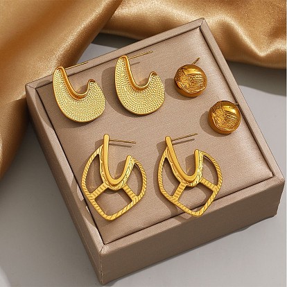 304 Edelstahl Ohrstecker, halbe Creolen, golden
