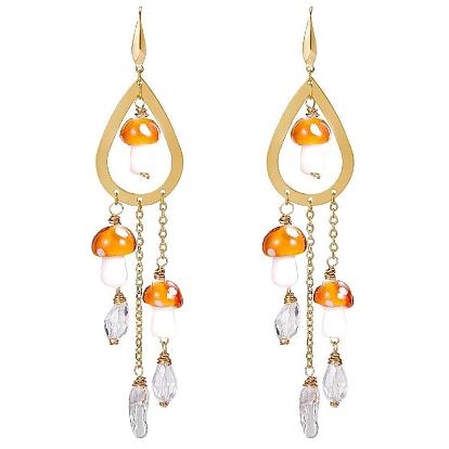 Серьги-люстры в форме капелек и лэмпворк из натурального кристалла кварца, золотые серьги-капли из хирургической нержавеющей стали с кисточками для женщин