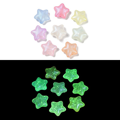 Светящиеся прозрачные акриловые бусины, с блеском порошок, светится в темноте, звезда