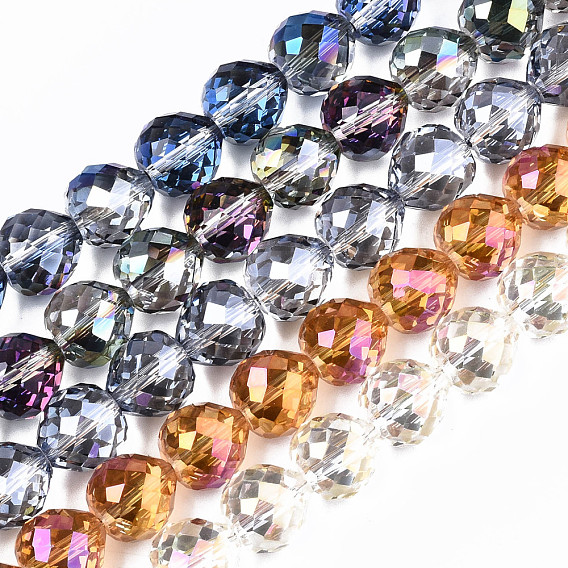Electroplate Glass Beads Strands, AB Color Plated, Faceted Teardrop