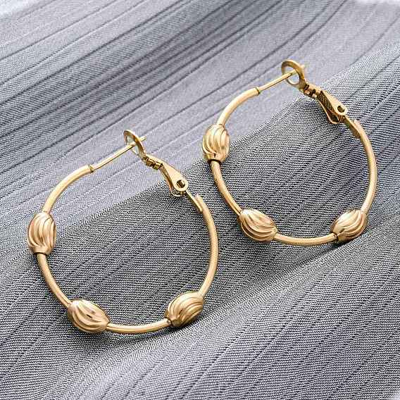 304 из нержавеющей стали овальные серьги обруча, ионное покрытие (ip)