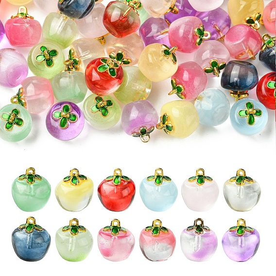 60 шт. 12 Цвета: прозрачное стекло, подвески в виде яблок, с эмалью, спекающийся лак