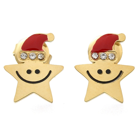 304 серьги из нержавеющей стали эмаль, со стразами, звезда