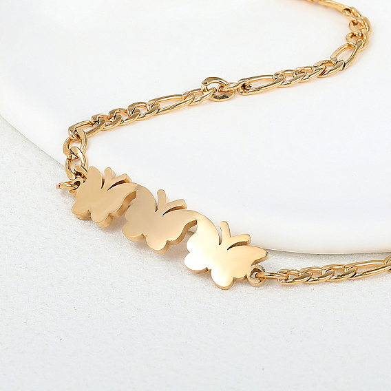 201 из нержавеющей стали Figaro цепи браслеты, браслеты-бабочки для женщин