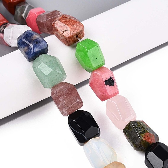 Натуральные и синтетические смешанные каменные бусы пряди, самородки, граненые, смесь крашеных и неокрашенных