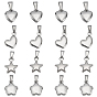 16Pcs 4 Style 304 Stainless Steel Charms, Mixed Shapes