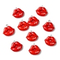 10Pcs Opaque Resin Pendants, with Platinum Tone Iron Loops, Lip