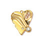 Текстурированные 304 подвески из нержавеющей стали с инкрустацией кубическим цирконием, шарма сердца, реальный 18 k позолоченный, ионное покрытие (ip), долговечный
