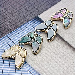 Alloy Rhinestone Shank Buttons, Butterfly