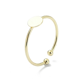 Brass Open Cuff Ring Findings, Plain Pad Ring Settings, Flat Round