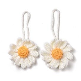 2шт. ручная работа крючком хлопчатобумажное украшение в виде ромашки, с вытяжным шнуром, для сумки своими руками, автомобиль и брелок