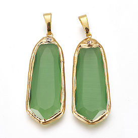 Латунные подвески, с кошачий глаз, горный хрусталь, капля