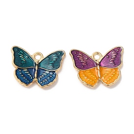 Alloy Enamel Pendants, Long-Lasting Plated, Cadmium Free & Nickel Free & Lead Free, Golden, Butterfly Charm