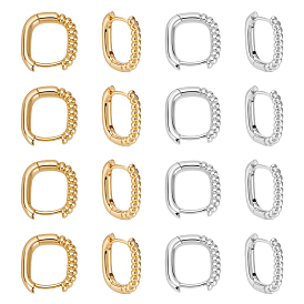 16шт. 2 цветов, полуспиральные прямоугольные латунные серьги-кольца для женщин