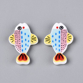 Печатные непрозрачные бусины из смолы, рыба