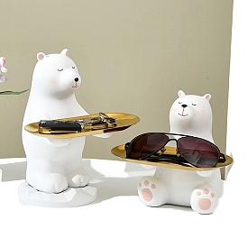 Resin Polar Bear Sculpture Tray, Storage Tray for Home Entryway Table Decoration