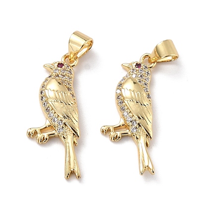 Pendentifs en zircone cubique en laiton micro pavé écologique, plaqué longue durée, sans cadmium et sans plomb, oiseau