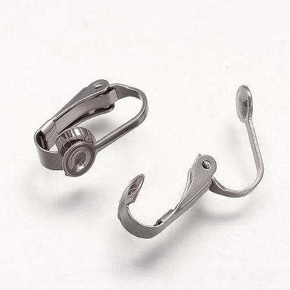 304 Stainless Steel Clip-on Earring Cabochon Setting Findings, for Non-Pierced Ears