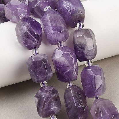 Природный аметист нитей бисера, овальные, граненые, с бисером