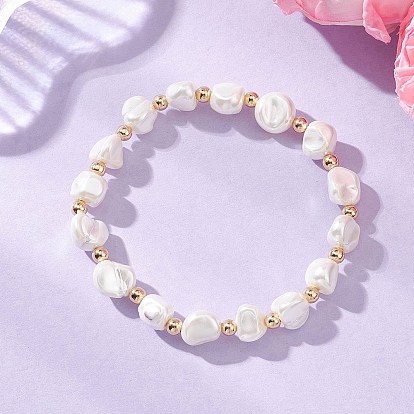 Эластичные браслеты из гальванизированного ракушечного жемчуга и латунных бусин для женщин, самородки