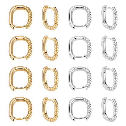 16шт. 2 цветов, полуспиральные прямоугольные латунные серьги-кольца для женщин
