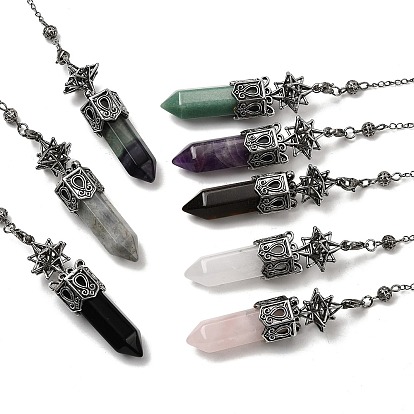 Биолокационные маятники с пулевидным наконечником из натурального драгоценного камня, с латунной фурнитурой античного бронзового тона, без кадмия и без свинца, звезда