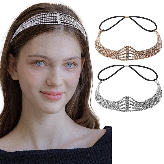 2 шт. 2 цветная железная эластичная повязка на голову со стразами