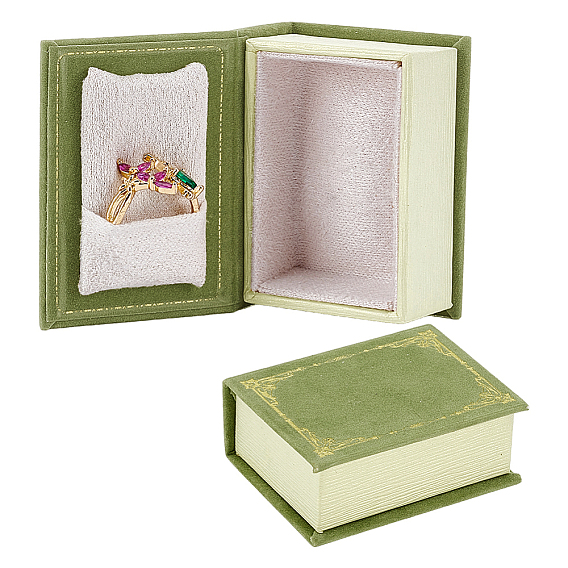 Velvet Ring Storage Boxes, Book Shape