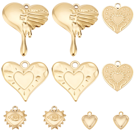 10pcs 5 Arten 304 Edelstahlcharme, Herz