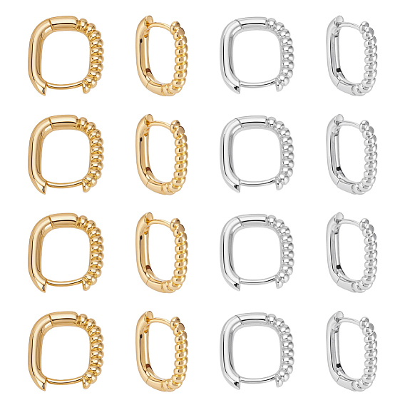 16шт. 2 цветов, полуспиральные прямоугольные латунные серьги-кольца для женщин