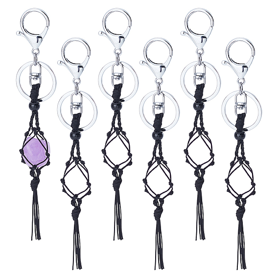 6шт. брелок из нейлоновой нити, с застежкой-карабином из сплава и кольцами