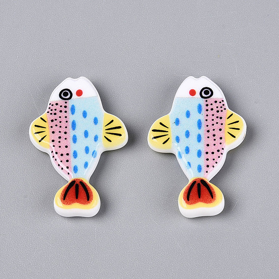 Печатные непрозрачные бусины из смолы, рыба