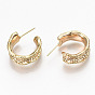 Brass Half Hoop Earrings, Stud Earring, Hammered, Ring, Nickel Free