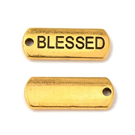 Tibetan Style Alloy Rectangle with Word Blessed Pendants, Cadmium Free & Lead Free, 8x21x2mm, Hole: 2mm, about 560pcs/1000g